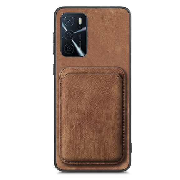 For OPPO Reno10 Global Retro Leather Card Bag Magnetic Phone Case(Brown)