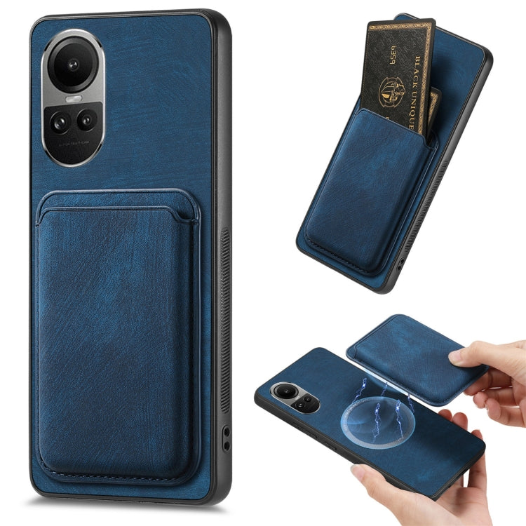 For OPPO Reno10 Global Retro Leather Card Bag Magnetic Phone Case(Blue) - OPPO Cases by PMC TechLife | Online Shopping South Africa | PMC TechLife | Buy Now Pay Later Mobicred