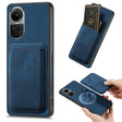 For OPPO Reno10 Global Retro Leather Card Bag Magnetic Phone Case(Blue) - OPPO Cases by PMC TechLife | Online Shopping South Africa | PMC TechLife | Buy Now Pay Later Mobicred