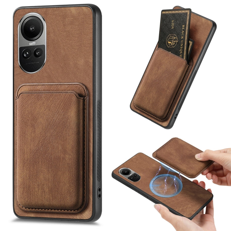 For OPPO Reno10 Pro Global Retro Leather Card Bag Magnetic Phone Case(Brown) - OPPO Cases by PMC TechLife | Online Shopping South Africa | PMC TechLife | Buy Now Pay Later Mobicred