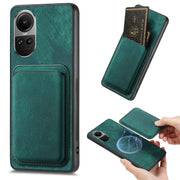 For OPPO Reno10 Pro Global Retro Leather Card Bag Magnetic Phone Case(Green)