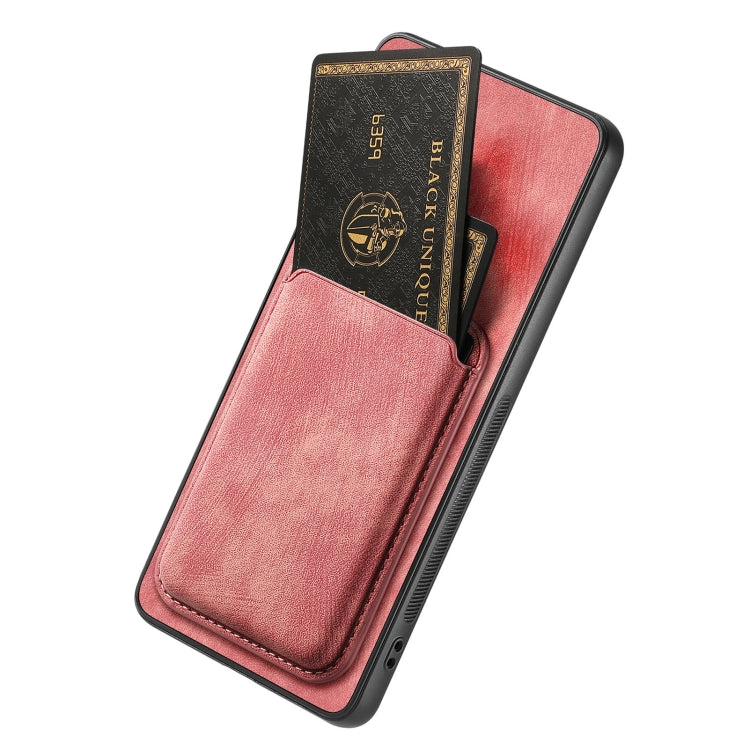 For OPPO Reno10 Pro Global Retro Leather Card Bag Magnetic Phone Case(Pink) - OPPO Cases by PMC TechLife | Online Shopping South Africa | PMC TechLife | Buy Now Pay Later Mobicred