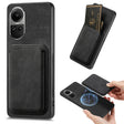 For OPPO Reno10 Pro Global Retro Leather Card Bag Magnetic Phone Case(Black) - OPPO Cases by PMC TechLife | Online Shopping South Africa | PMC TechLife | Buy Now Pay Later Mobicred