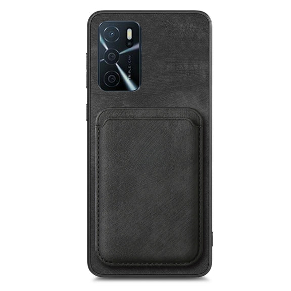 For OPPO Reno10 Pro Global Retro Leather Card Bag Magnetic Phone Case(Black)