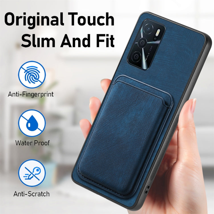 For OPPO A78 4G Retro Leather Card Bag Magnetic Phone Case(Blue)