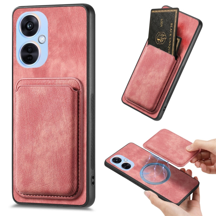 For OPPO K11X 5G Retro Leather Card Bag Magnetic Phone Case(Pink) - OPPO Cases by PMC TechLife | Online Shopping South Africa | PMC TechLife | Buy Now Pay Later Mobicred
