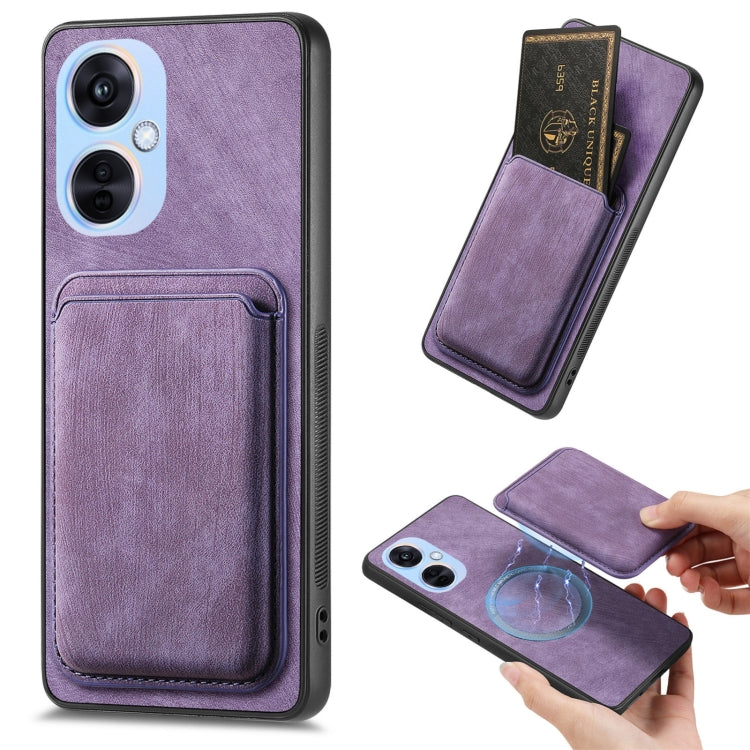 For OPPO K11X 5G Retro Leather Card Bag Magnetic Phone Case(Purple) - OPPO Cases by PMC TechLife | Online Shopping South Africa | PMC TechLife | Buy Now Pay Later Mobicred