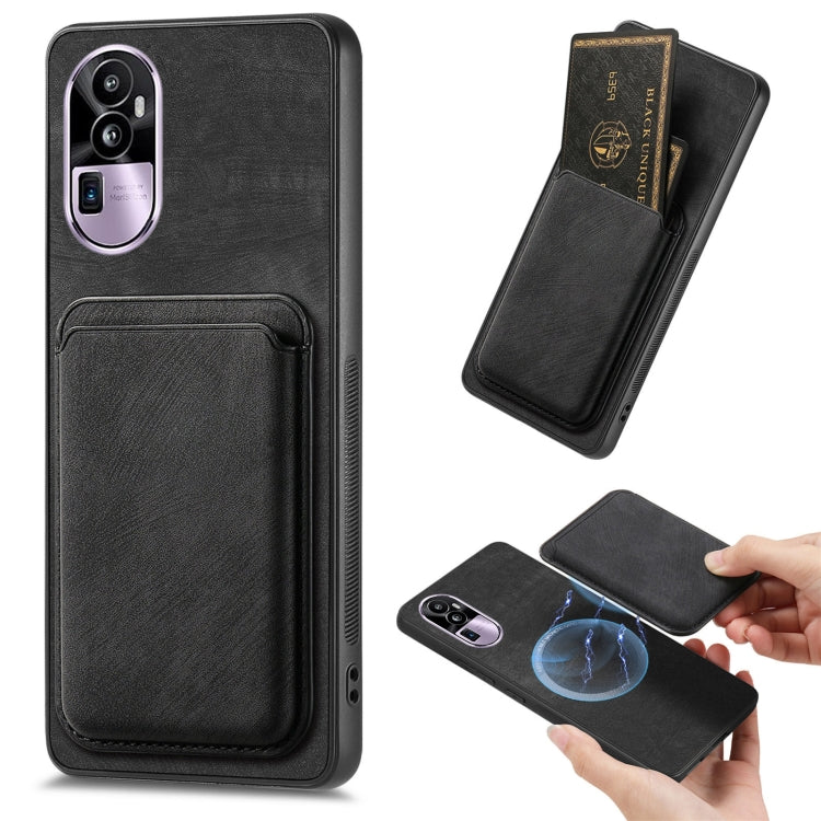 For OPPO Reno10 Pro+ Retro Leather Card Bag Magnetic Phone Case(Black) - OPPO Cases by PMC TechLife | Online Shopping South Africa | PMC TechLife | Buy Now Pay Later Mobicred
