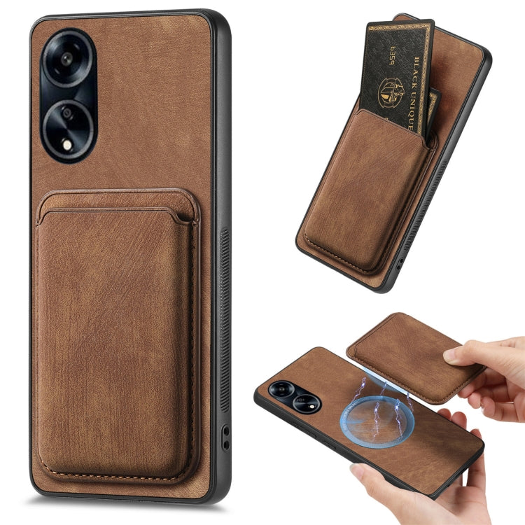 For OPPO A1 5G Retro Leather Card Bag Magnetic Phone Case(Brown) - OPPO Cases by PMC TechLife | Online Shopping South Africa | PMC TechLife | Buy Now Pay Later Mobicred