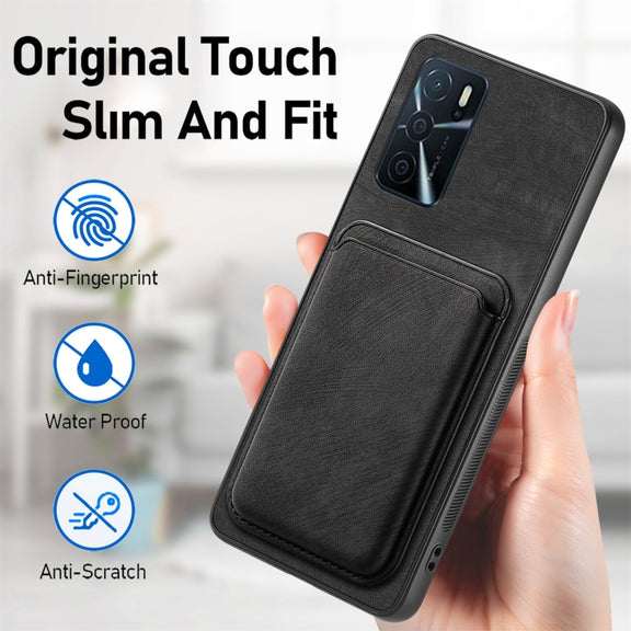 For OPPO A1 5G Retro Leather Card Bag Magnetic Phone Case(Black)