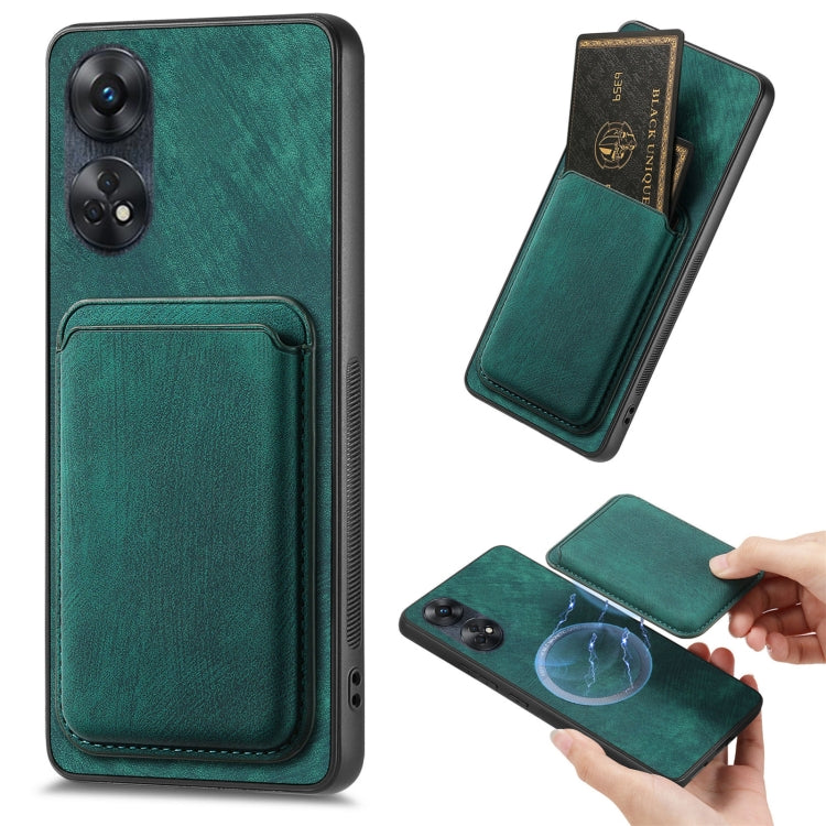 For OPPO Reno8 T 4G Retro Leather Card Bag Magnetic Phone Case(Green) - OPPO Cases by PMC TechLife | Online Shopping South Africa | PMC TechLife | Buy Now Pay Later Mobicred
