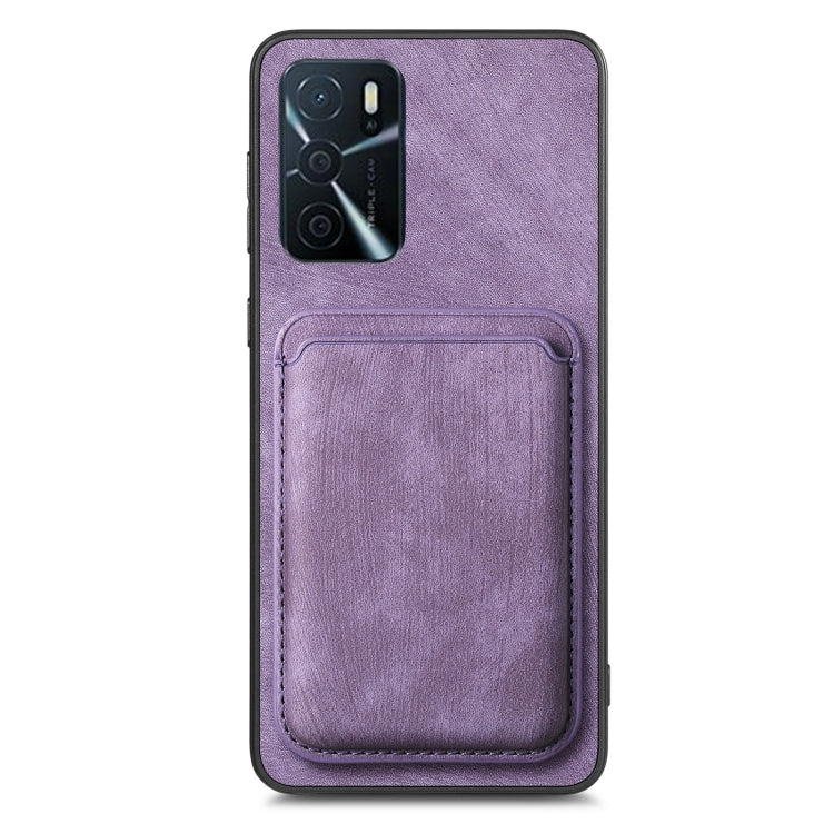 For OPPO Reno8 T 4G Retro Leather Card Bag Magnetic Phone Case(Purple) - OPPO Cases by PMC TechLife | Online Shopping South Africa | PMC TechLife | Buy Now Pay Later Mobicred