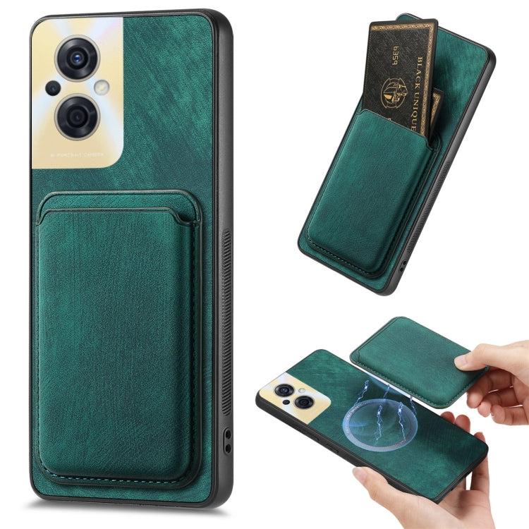 For OPPO Reno8 Z Retro Leather Card Bag Magnetic Phone Case(Green) - OPPO Cases by PMC TechLife | Online Shopping South Africa | PMC TechLife | Buy Now Pay Later Mobicred