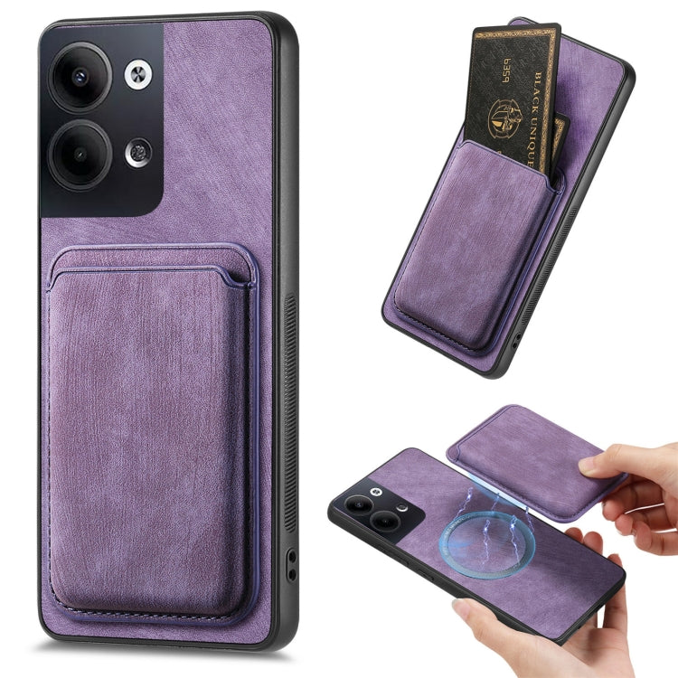 For OPPO Reno9 5G Retro Leather Card Bag Magnetic Phone Case(Purple) - OPPO Cases by PMC TechLife | Online Shopping South Africa | PMC TechLife | Buy Now Pay Later Mobicred