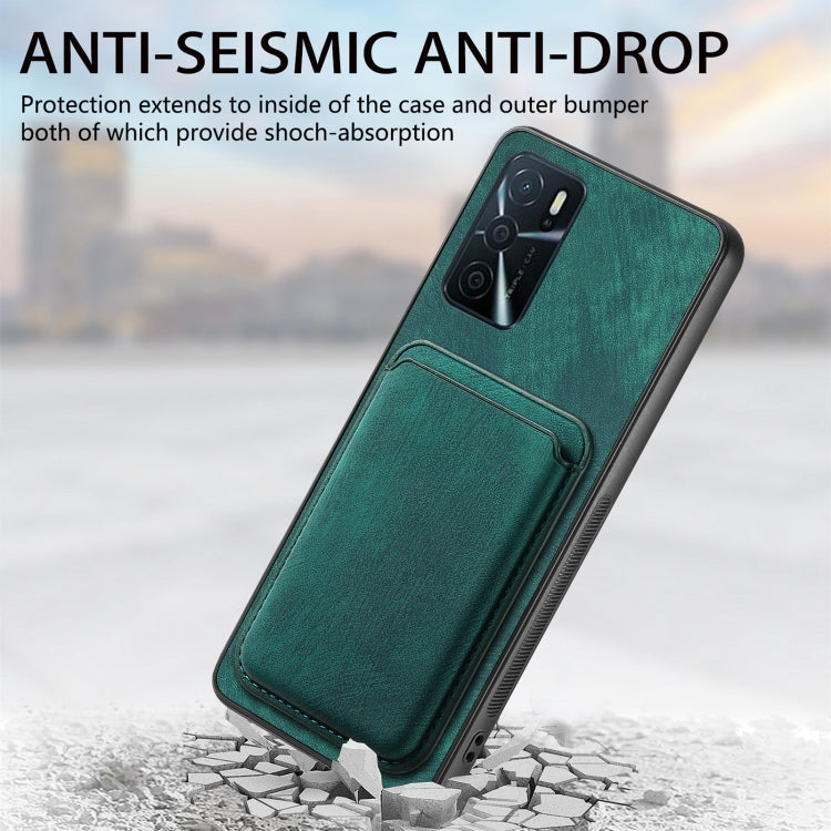 For OPPO Reno9 Pro+ 5G Retro Leather Card Bag Magnetic Phone Case(Green)