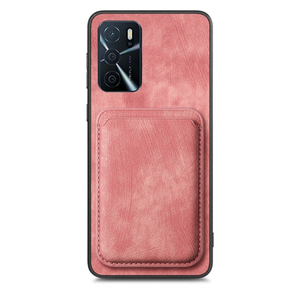 For OPPO Reno9 Pro+ 5G Retro Leather Card Bag Magnetic Phone Case(Pink)