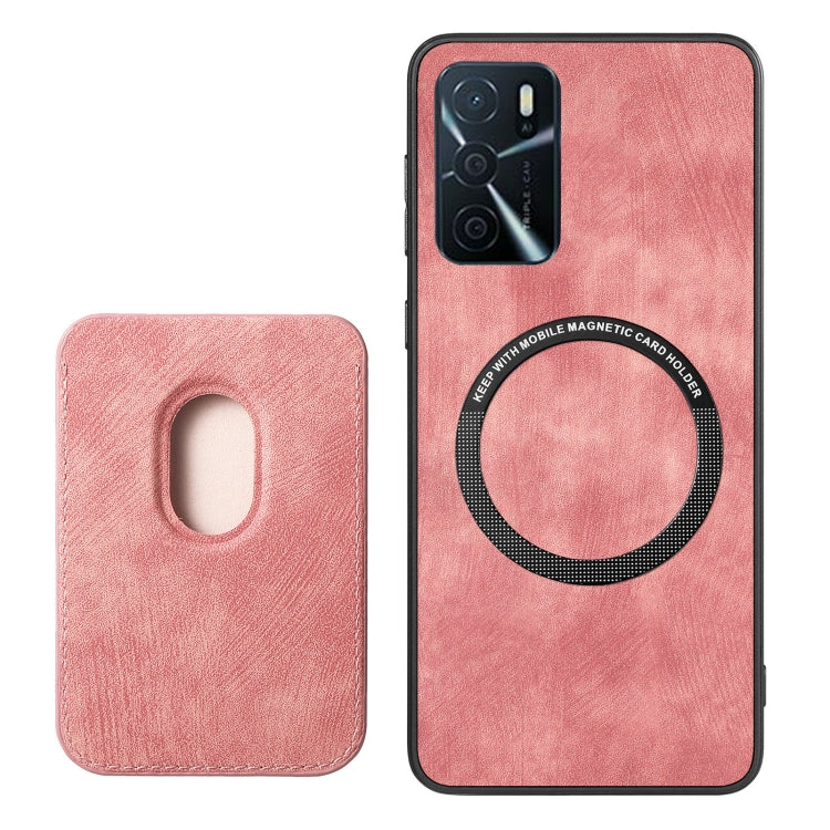 For OPPO A17 Retro Leather Card Bag Magnetic Phone Case(Pink) - OPPO Cases by PMC TechLife | Online Shopping South Africa | PMC TechLife | Buy Now Pay Later Mobicred