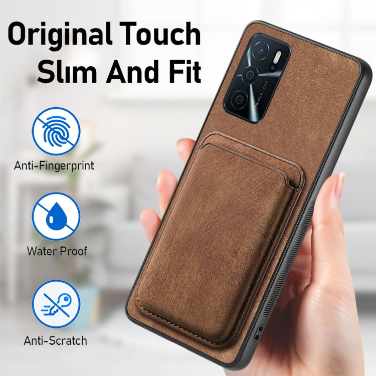 For OPPO A57 5G Retro Leather Card Bag Magnetic Phone Case(Brown) - OPPO Cases by PMC TechLife | Online Shopping South Africa | PMC TechLife | Buy Now Pay Later Mobicred