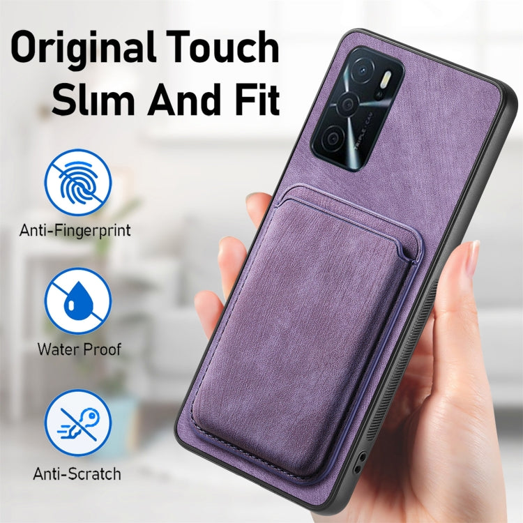 For OPPO A57 5G Retro Leather Card Bag Magnetic Phone Case(Purple) - OPPO Cases by PMC TechLife | Online Shopping South Africa | PMC TechLife | Buy Now Pay Later Mobicred
