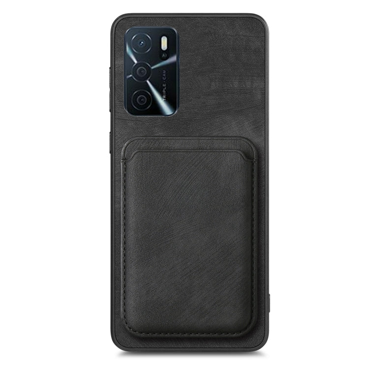 For OPPO Reno7 4G Retro Leather Card Bag Magnetic Phone Case(Black) - OPPO Cases by PMC TechLife | Online Shopping South Africa | PMC TechLife | Buy Now Pay Later Mobicred