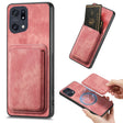 For OPPO Find X5 Pro Retro Leather Card Bag Magnetic Phone Case(Pink) - OPPO Cases by PMC TechLife | Online Shopping South Africa | PMC TechLife | Buy Now Pay Later Mobicred