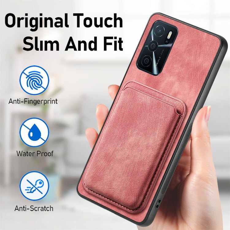 For OPPO Find X5 Retro Leather Card Bag Magnetic Phone Case(Pink)