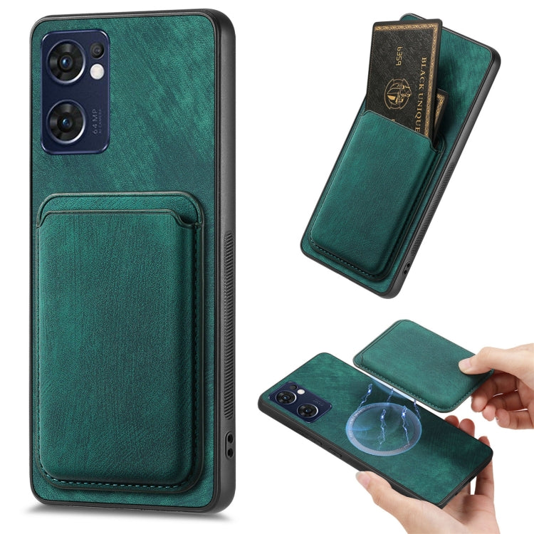 For OPPO Reno7 5G Retro Leather Card Bag Magnetic Phone Case(Green) - free shipping - PMC TechLife - Order now!