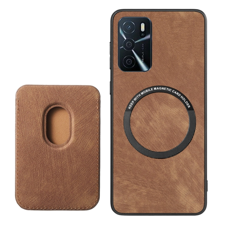 For OPPO A16K Retro Leather Card Bag Magnetic Phone Case(Brown) - OPPO Cases by PMC TechLife | Online Shopping South Africa | PMC TechLife | Buy Now Pay Later Mobicred