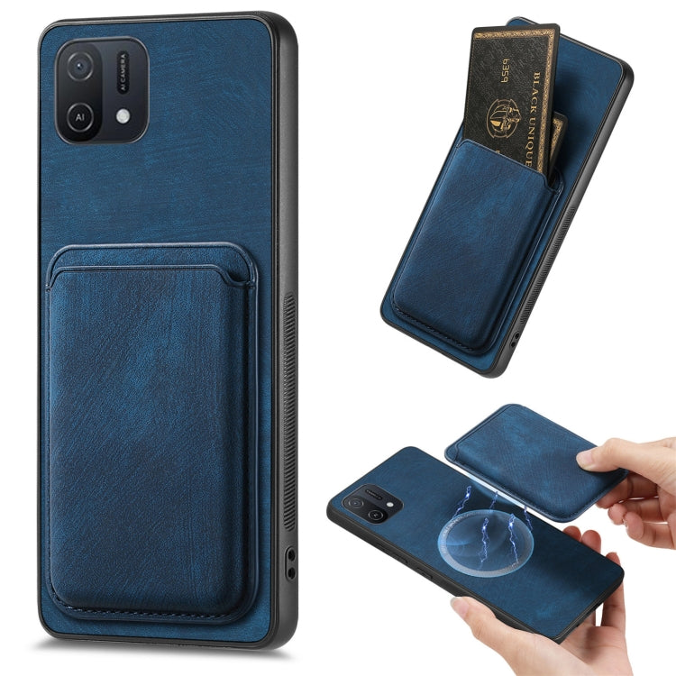 For OPPO A16K Retro Leather Card Bag Magnetic Phone Case(Blue) - OPPO Cases by PMC TechLife | Online Shopping South Africa | PMC TechLife | Buy Now Pay Later Mobicred