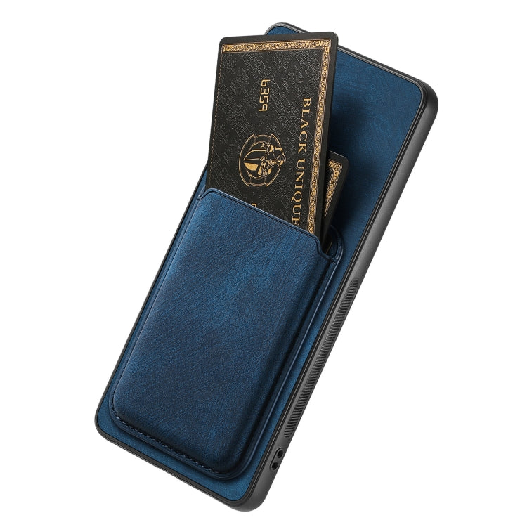 For OPPO A16K Retro Leather Card Bag Magnetic Phone Case(Blue)