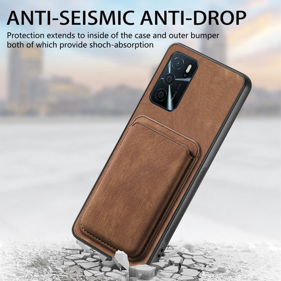 For OPPO Reno6 Z Retro Leather Card Bag Magnetic Phone Case(Brown)