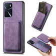 For OPPO A16 Retro Leather Card Bag Magnetic Phone Case(Purple) - OPPO Cases by PMC TechLife | Online Shopping South Africa | PMC TechLife | Buy Now Pay Later Mobicred