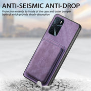 For OPPO A16 Retro Leather Card Bag Magnetic Phone Case(Purple)