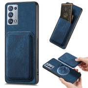 For OPPO Reno6 Pro+ Retro Leather Card Bag Magnetic Phone Case(Blue)