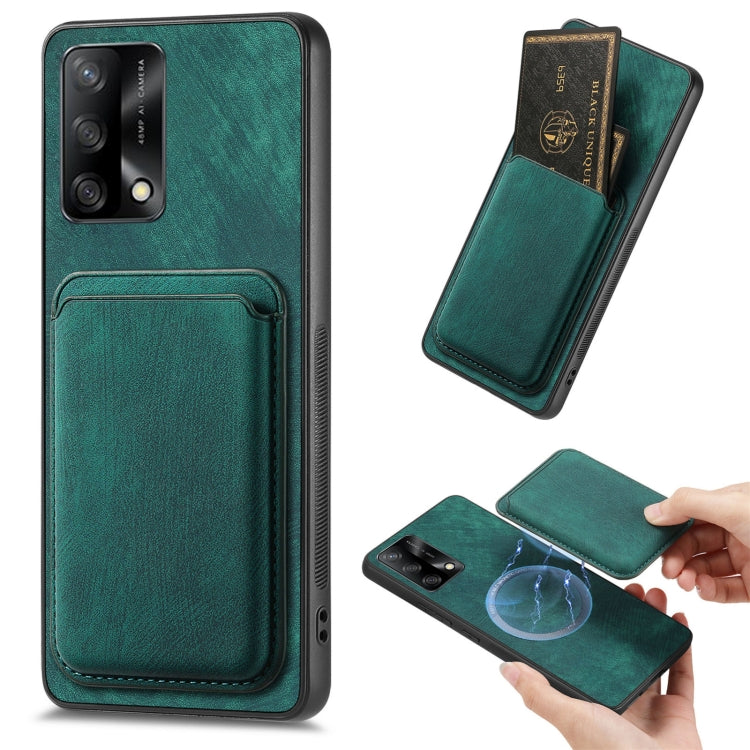 For OPPO F19 Retro Leather Card Bag Magnetic Phone Case(Green) - OPPO Cases by PMC TechLife | Online Shopping South Africa | PMC TechLife | Buy Now Pay Later Mobicred