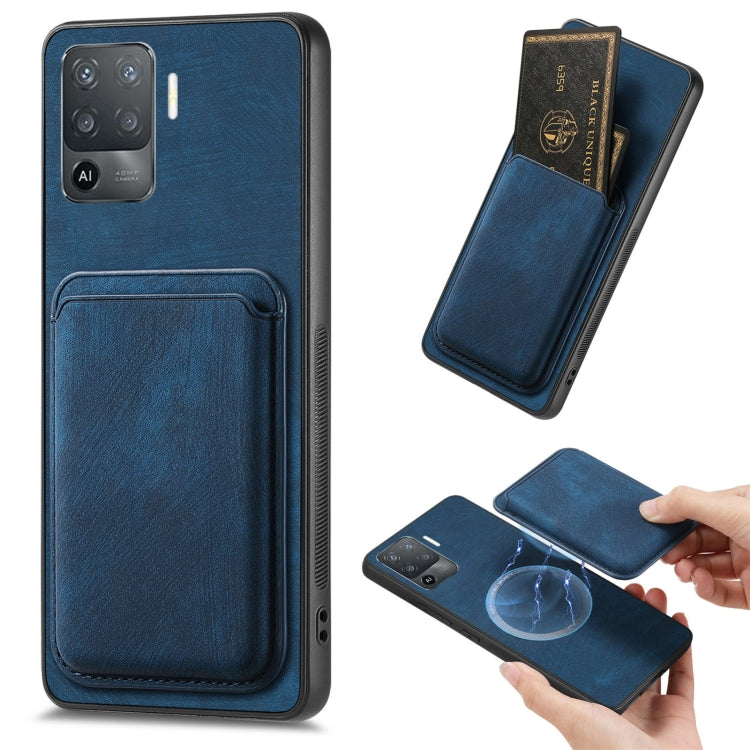 For OPPO F19 Pro Retro Leather Card Bag Magnetic Phone Case(Blue) - OPPO Cases by PMC TechLife | Online Shopping South Africa | PMC TechLife | Buy Now Pay Later Mobicred