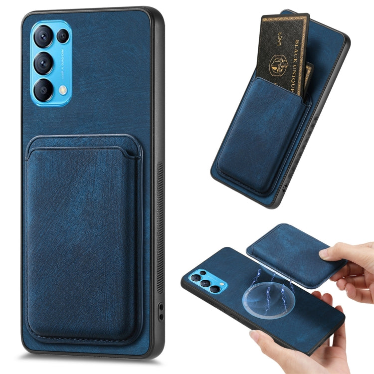 For OPPO Reno5 5G Retro Leather Card Bag Magnetic Phone Case(Blue) - OPPO Cases by PMC TechLife | Online Shopping South Africa | PMC TechLife | Buy Now Pay Later Mobicred