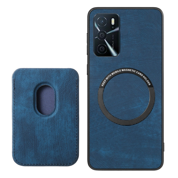 For OPPO Reno5 5G Retro Leather Card Bag Magnetic Phone Case(Blue) - OPPO Cases by PMC TechLife | Online Shopping South Africa | PMC TechLife | Buy Now Pay Later Mobicred