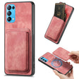 For OPPO Reno5 5G Retro Leather Card Bag Magnetic Phone Case(Pink) - OPPO Cases by PMC TechLife | Online Shopping South Africa | PMC TechLife | Buy Now Pay Later Mobicred
