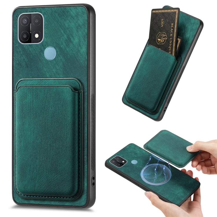 For OPPO A15 Retro Leather Card Bag Magnetic Phone Case(Green) - OPPO Cases by PMC TechLife | Online Shopping South Africa | PMC TechLife | Buy Now Pay Later Mobicred