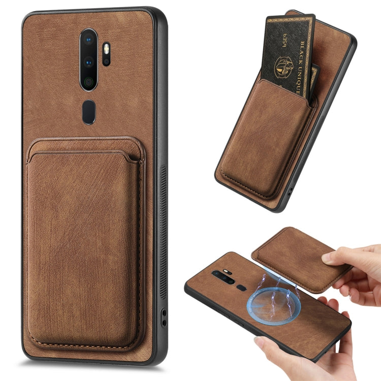 For OPPO A5 Retro Leather Card Bag Magnetic Phone Case(Brown) - OPPO Cases by PMC TechLife | Online Shopping South Africa | PMC TechLife | Buy Now Pay Later Mobicred