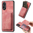 For OPPO A38 4G / A18 4G Retro Leather Card Bag Magnetic Phone Case(Pink) - OPPO Cases by PMC TechLife | Online Shopping South Africa | PMC TechLife | Buy Now Pay Later Mobicred
