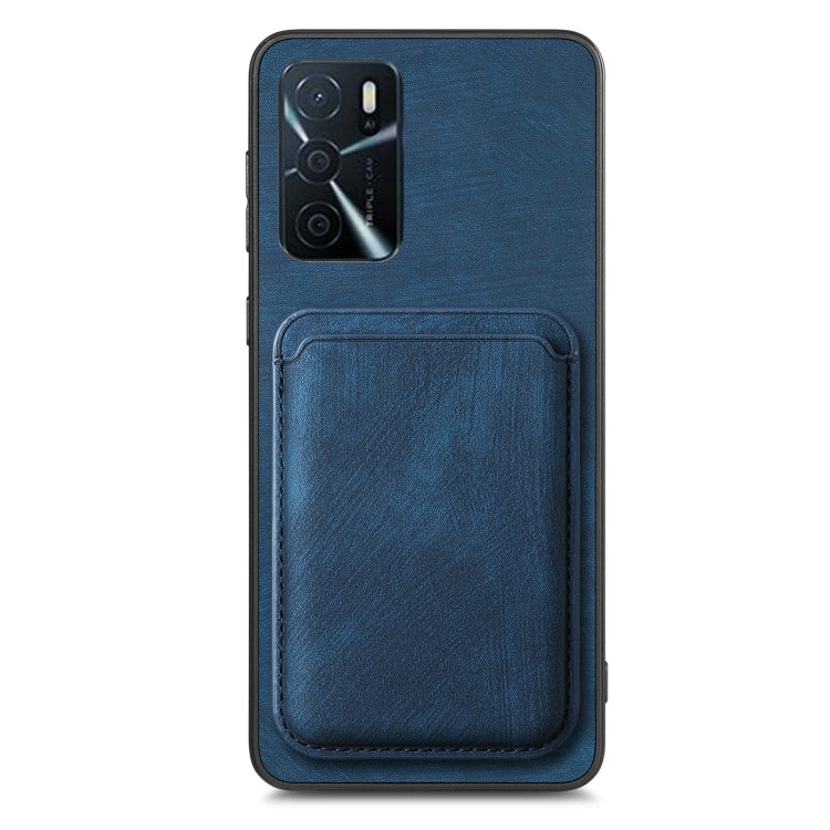 For OPPO A78 5G / A58 5G Retro Leather Card Bag Magnetic Phone Case(Blue)
