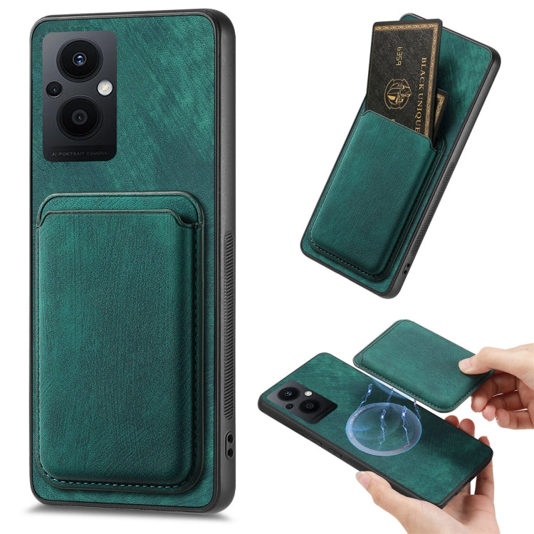 For OPPO Reno7 Z 5G/F21 Pro 5G Retro Leather Card Bag Magnetic Phone Case(Green) - OPPO Cases by PMC TechLife | Online Shopping South Africa | PMC TechLife | Buy Now Pay Later Mobicred