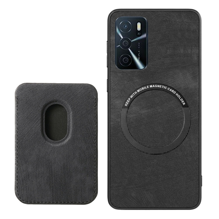 For OPPO A53 / A53S Retro Leather Card Bag Magnetic Phone Case(Black) - OPPO Cases by PMC TechLife | Online Shopping South Africa | PMC TechLife | Buy Now Pay Later Mobicred