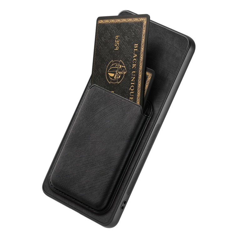 For OPPO A53 / A53S Retro Leather Card Bag Magnetic Phone Case(Black) - OPPO Cases by PMC TechLife | Online Shopping South Africa | PMC TechLife | Buy Now Pay Later Mobicred
