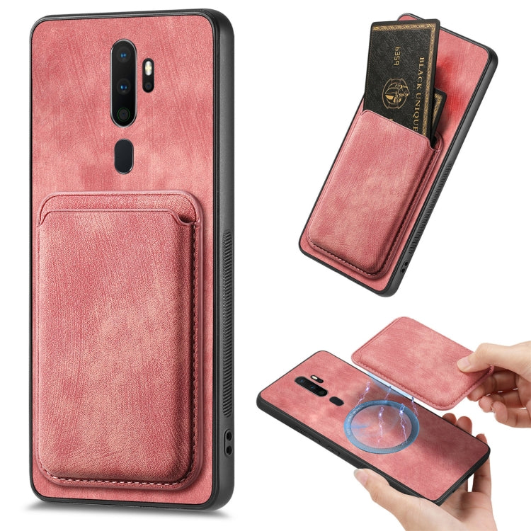 For OPPO A9 2020 / A5 2020 Retro Leather Card Bag Magnetic Phone Case(Pink) - OPPO Cases by PMC TechLife | Online Shopping South Africa | PMC TechLife | Buy Now Pay Later Mobicred