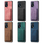 For OPPO A5 Retro Leather Card Bag Magnetic Phone Case(Purple)