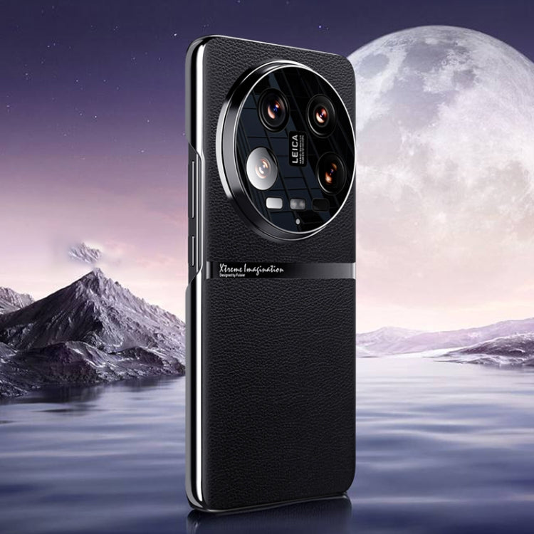 For Xiaomi 14 Ultra Electroplating Plain-leather All-inclusive Shockproof Phone Case(Black) - 14 Ultra Cases by PMC TechLife | Online Shopping South Africa | PMC TechLife