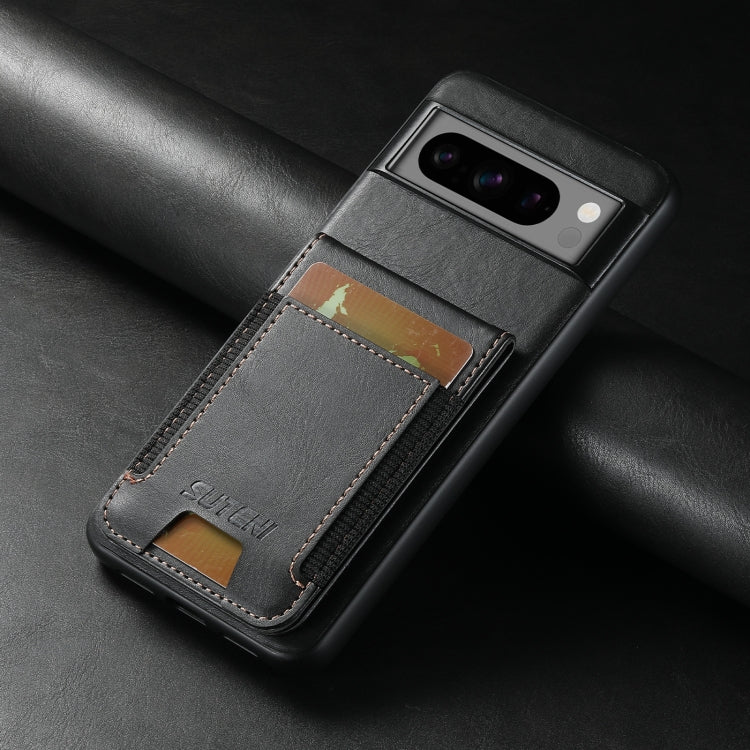 For Google Pixel 8a Suteni H03 Oil Wax Leather Wallet Stand Back Phone Case(Black) - Google Cases by Suteni | Online Shopping South Africa | PMC TechLife | Buy Now Pay Later Mobicred